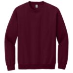 A plain maroon crewneck sweatshirt with a simple, classic design.